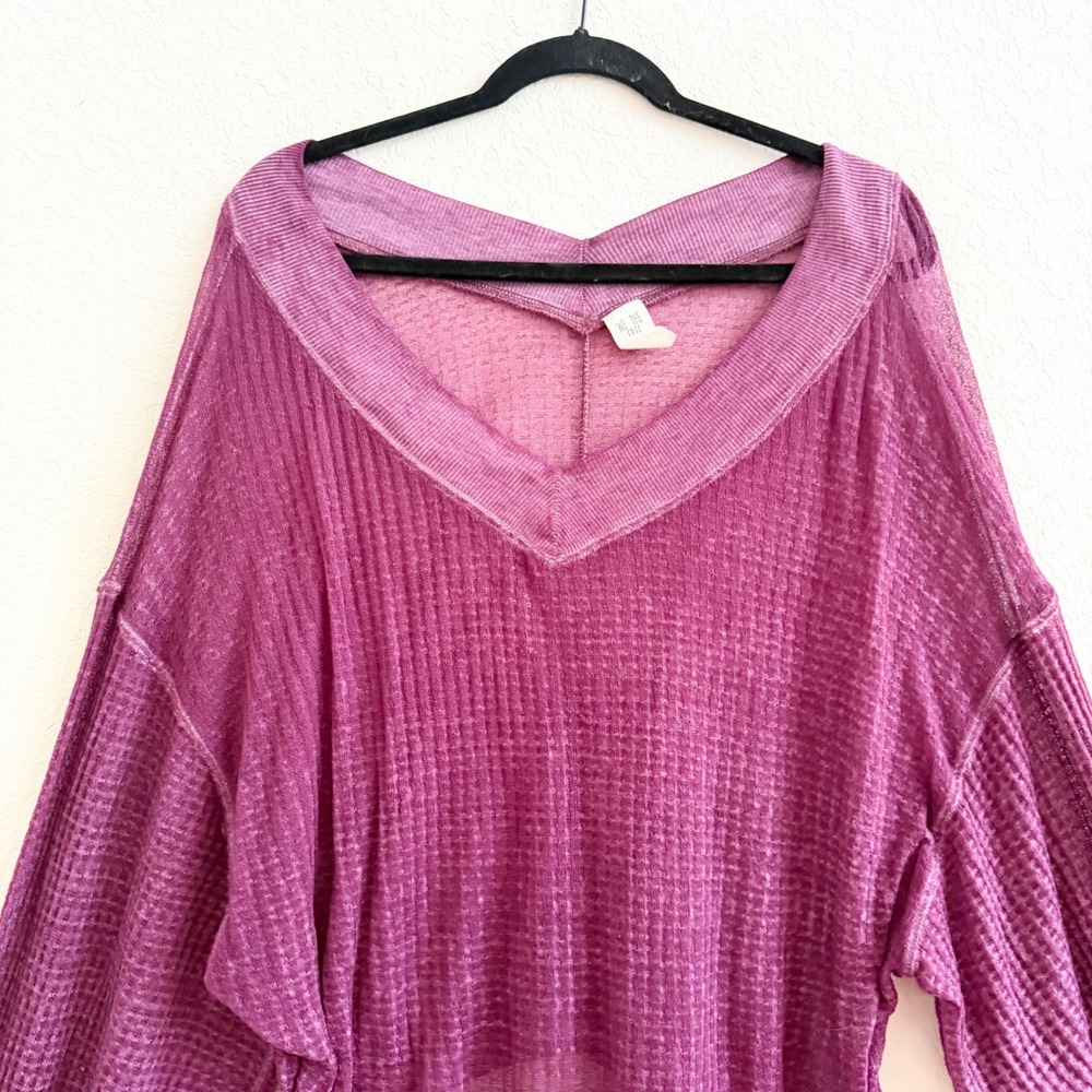 We The Free Free People South Side Sheer Thermal Top Sz S Waffle Knit - Picture 4 of 10